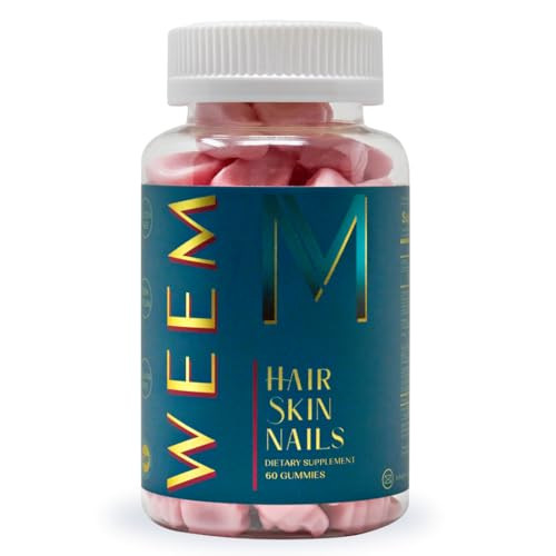 WEEM Hair Skin and Nails Gummies - Supports Healthy Hair - Vegan biotin Vitamins for Women & Men Supports Faster Hair Growth, Stronger Nails, Healthy Skin, Extra Strength (1) | Amazon (US)