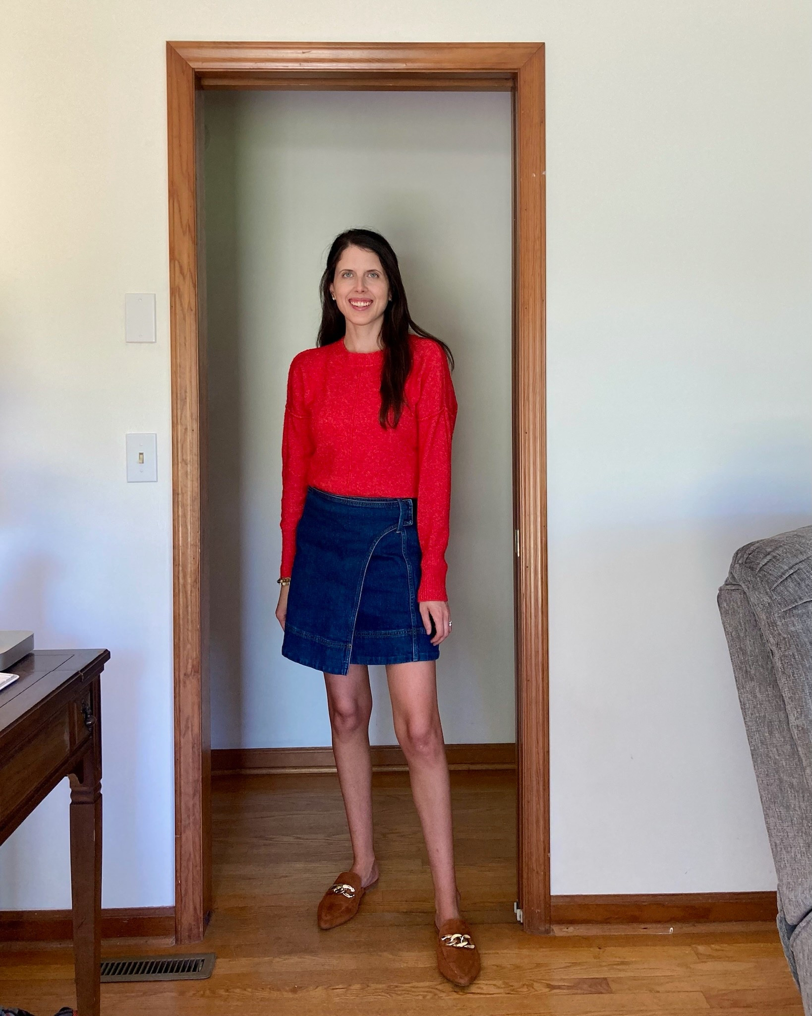 Denim skirt fall outfit 

#LTKFindsUnder50 #LTKSeasonal #LTKFindsUnder100