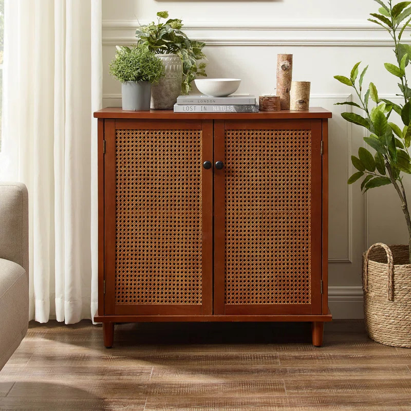 Calzada31.5'' Tall 2 - Rattan Wicker Door Storage Accent Cabinet | Wayfair North America