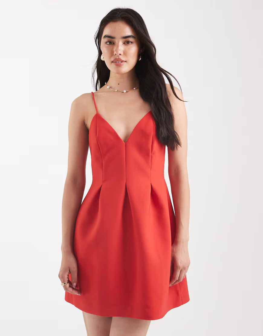 ASOS DESIGN strappy moulded mini dress in red | ASOS (Global)