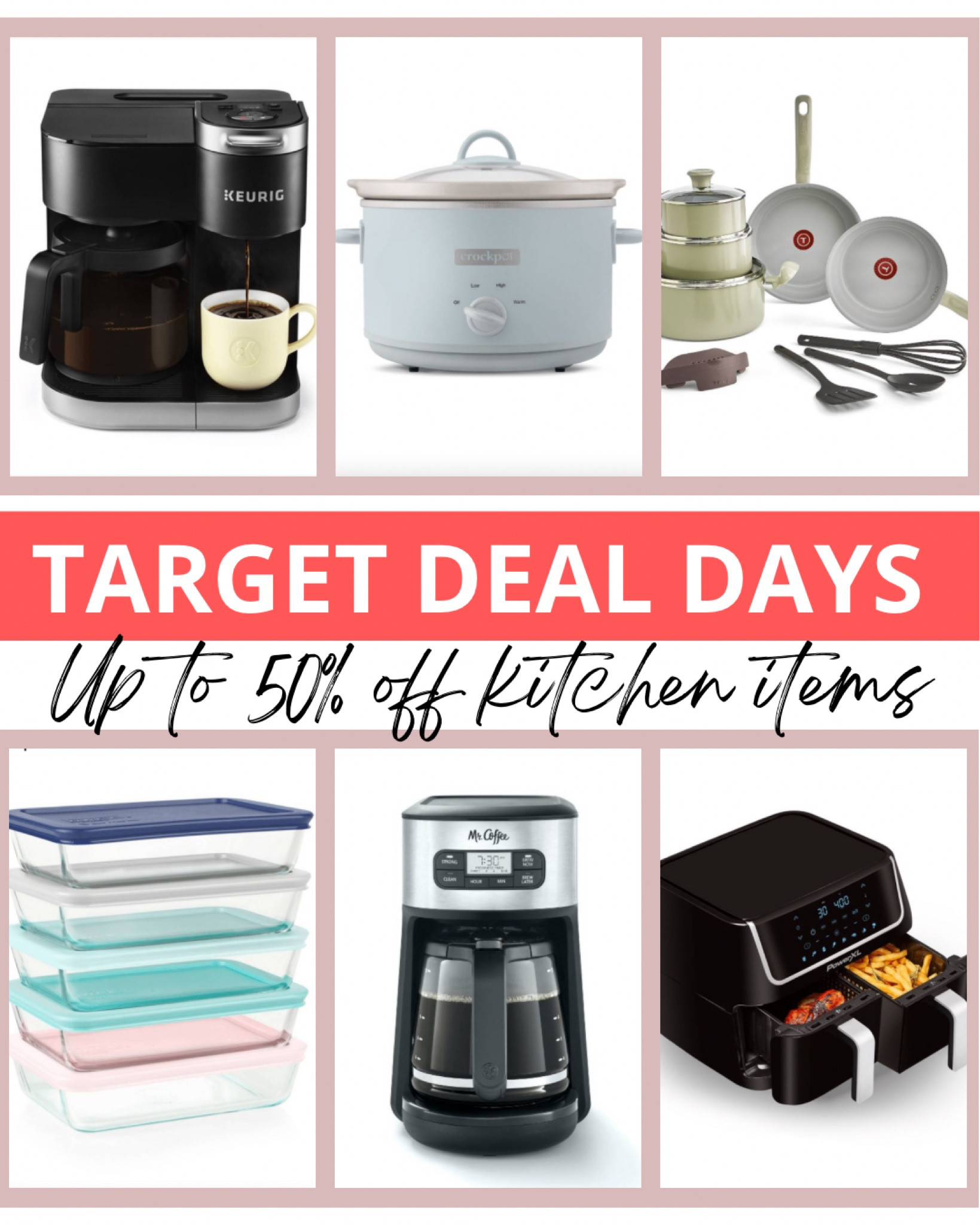 Target deal days
Target deals
Coffee machine
Air fryer

#targetdeals #targetdealdays #dealdays #coffeemachine #coffeemaker #crockpot #airfryer #cookwareset

#LTKunder100 #LTKhome #LTKsalealert