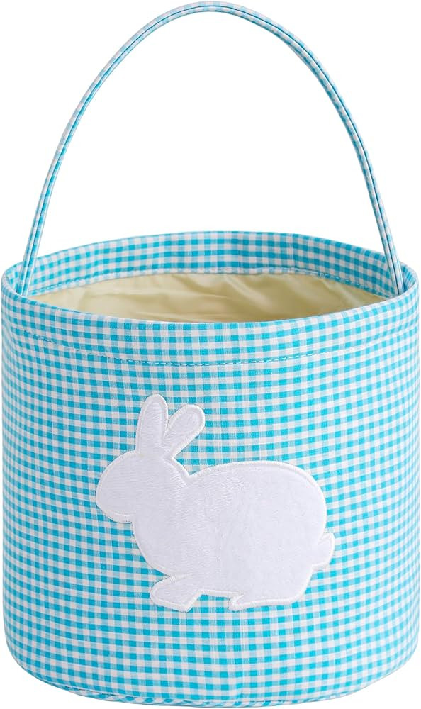 Bunny Easter Basket, Classic Gingham Easter Bucket Bag for Easter Egg Hunts Party Favor Decoratio... | Amazon (US)