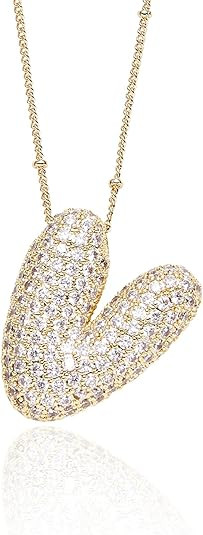 Diamond Balloon Initial Pendant Necklace for Women, Bubble Zircon Letter Name Alphabet Necklace V... | Amazon (US)