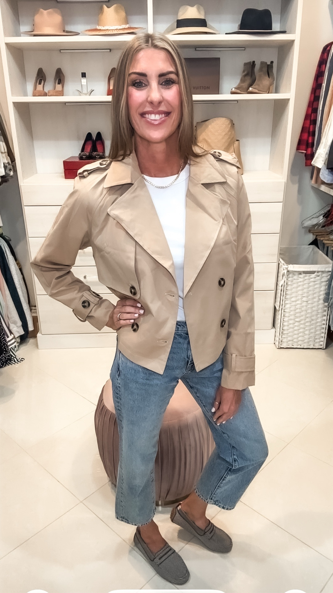 The cutest cropped trench and it’s under $45 on Amazon. I’m in a small and this is the Khaki color. Also linking my favorite pair of denim & basic white tee + washable driving moccasins that run TTS  

#LTKOver40 #LTKSeasonal #LTKootd
