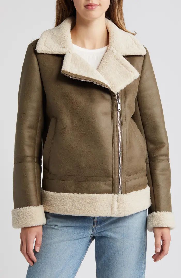 Sam Edelman Faux Leather & Faux Shearling Moto Jacket | Nordstrom | Nordstrom