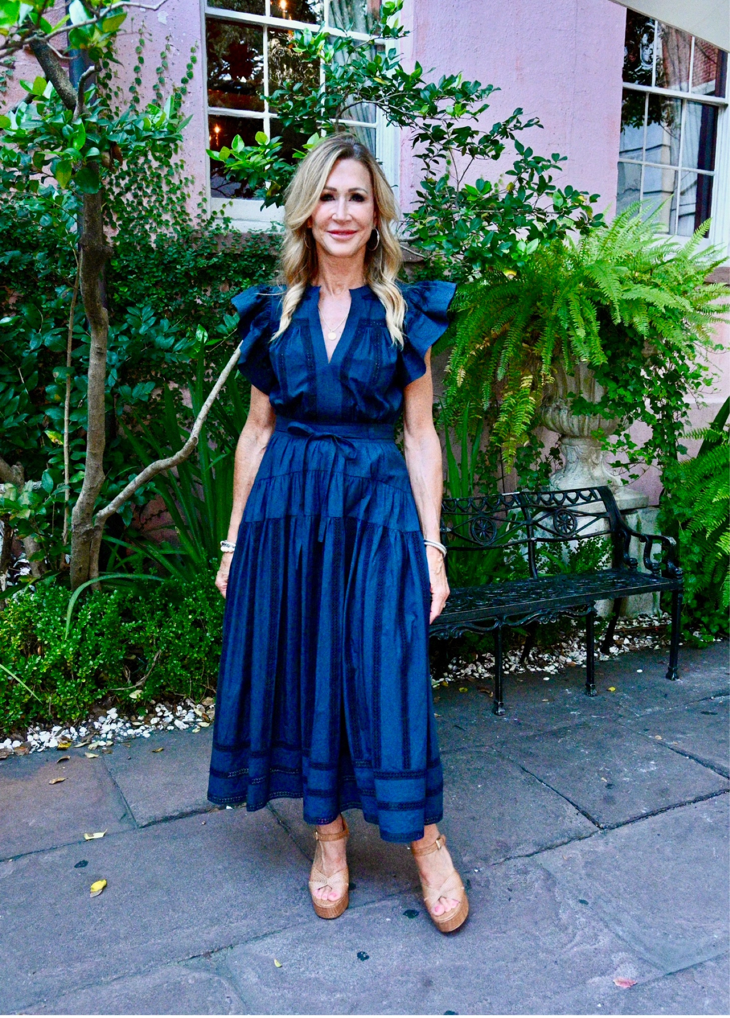 Gorgeous Ulla Johnson navy dress!  This elegant dress has a waist belt and geometric eyelet stripes.  It has a notched neckline, side pockets and a concealed side zipper!  I paired with raffia sandals from Marc Fisher!  I’m linking a few other favorite dresses from Ulla Johnson!

#LTKStyleTip #LTKSeasonal #LTKParties
