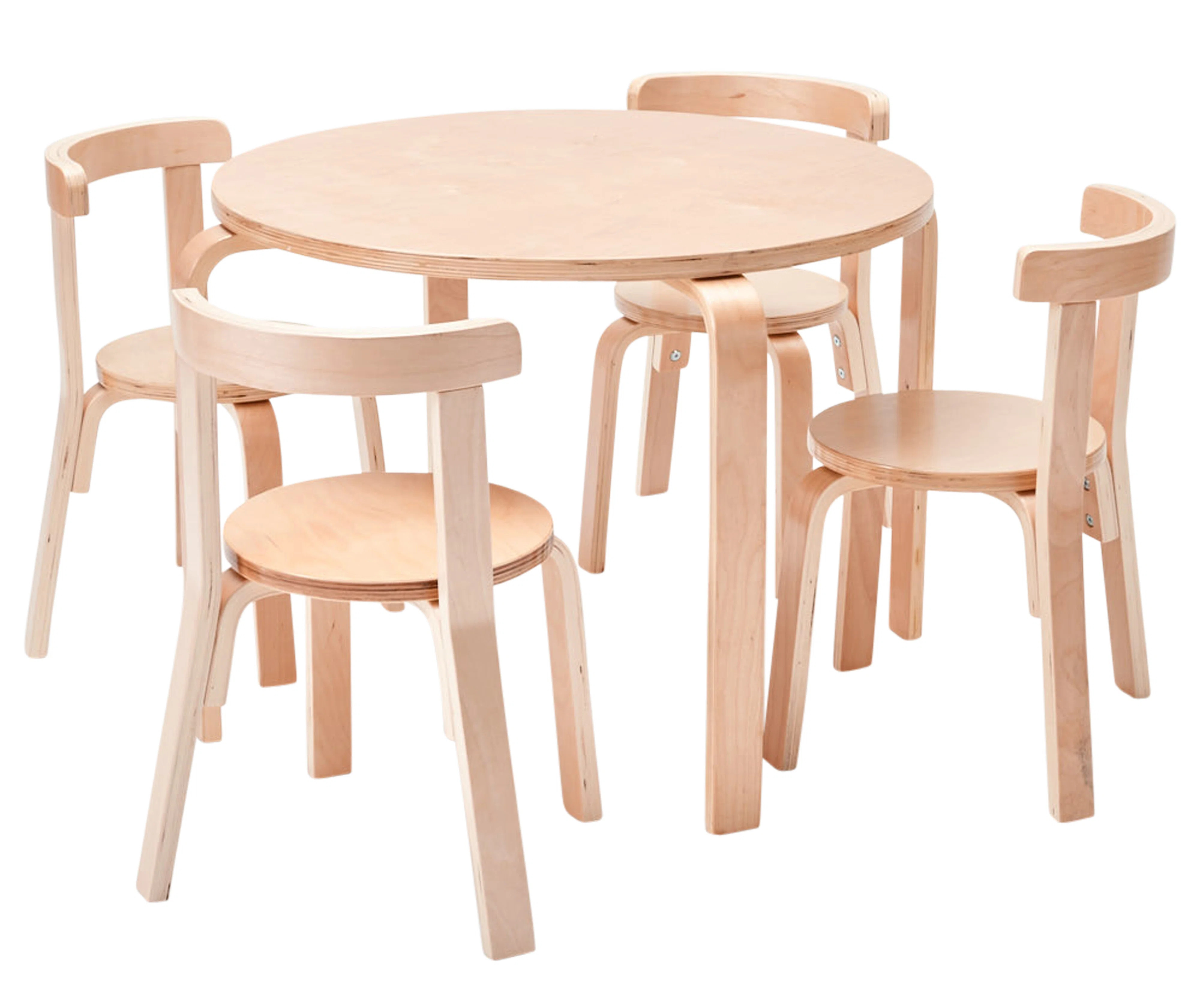 ECR4Kids Bentwood Round Table and Curved Back Chair Set, Kids Furniture, 5-Piece | Wayfair North America