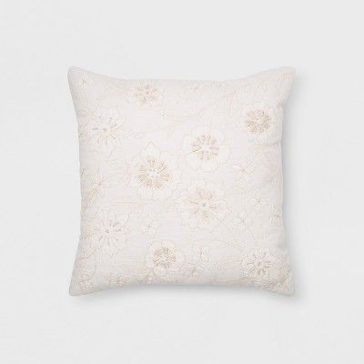 Floral Square Throw Pillow Cream - Threshold™ | Target