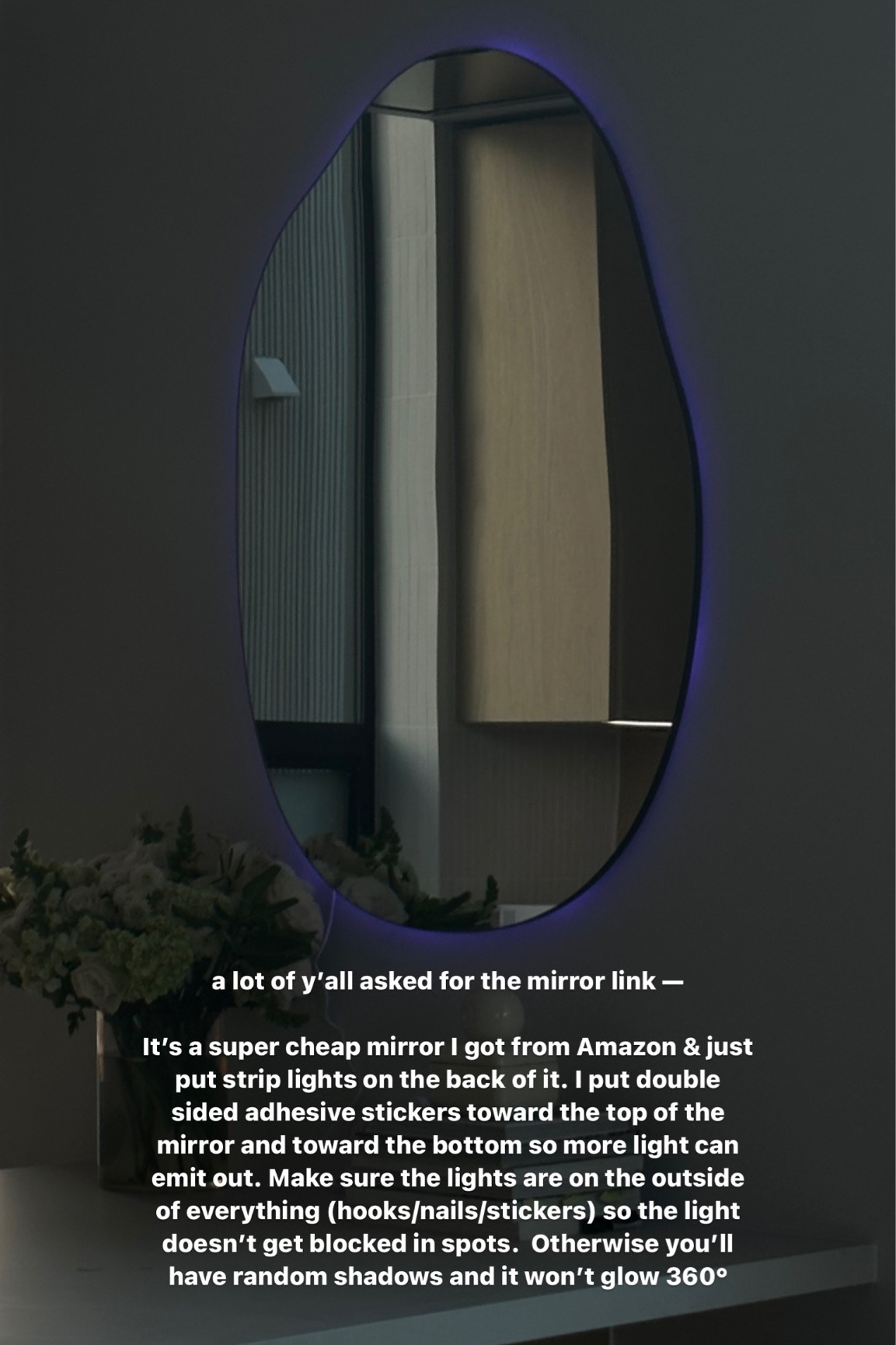 DIY Amazon backlit irregular mirror. I love this wall mirror because the glow makes it look like wall art in a way. Everything I linked is exactly what I used and what you see!

#LTKHalloween #LTKfindsunder100 #LTKhome