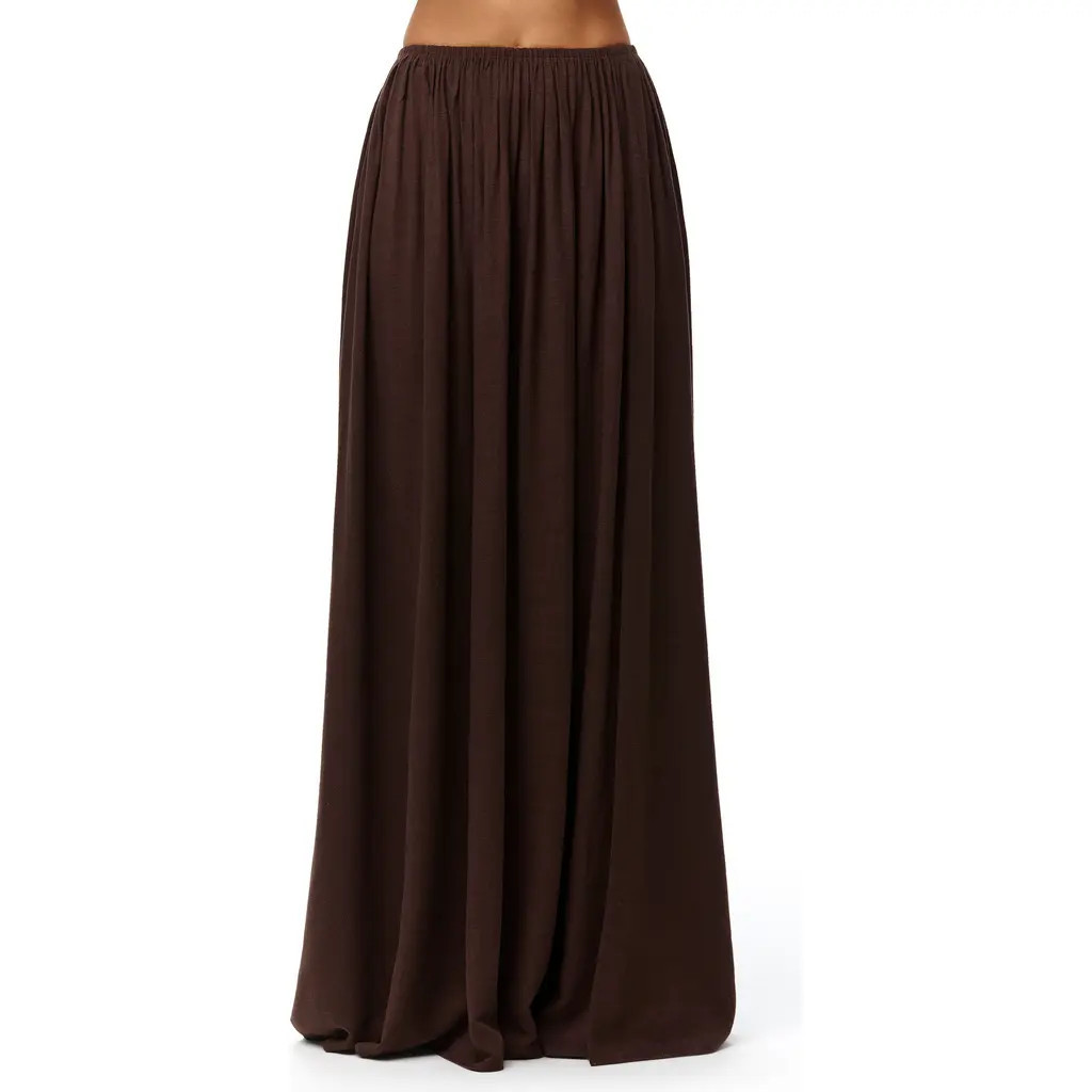 Naked Wardrobe Gathered Side Slit Maxi Skirt in Dark Chocolate at Nordstrom, Size Small | Nordstrom