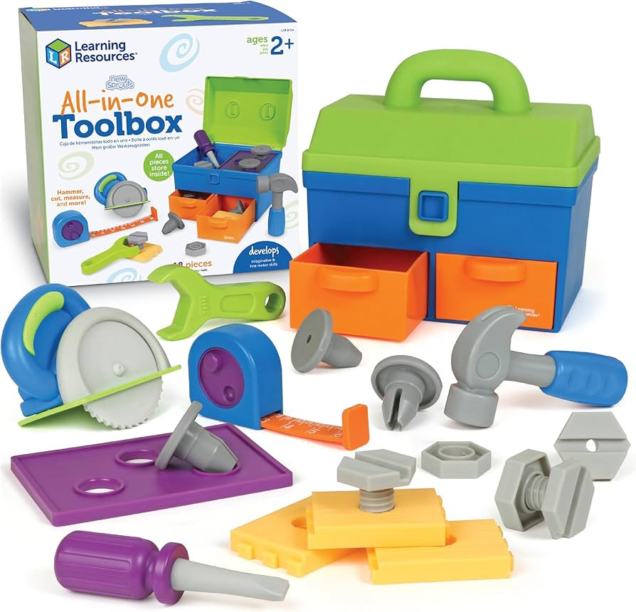 Learning Resources New Sprouts All-in-One Toolbox, Toddler Tool Set, Montessori Play Toolbox,Pres... | Amazon (US)