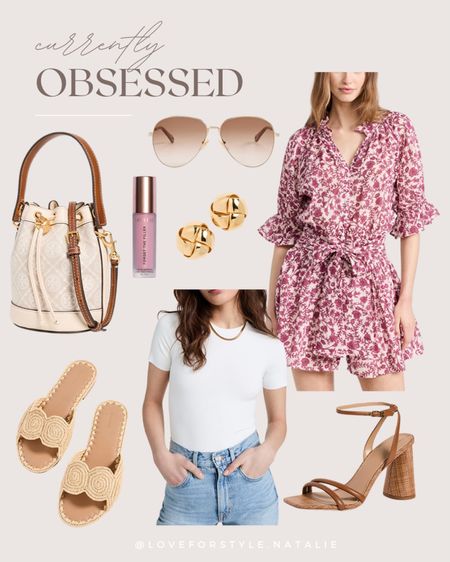Currently obsessed Spring/ Summer finds | romper dress | white top | summer slides | Tory Burch drawstring tote | spring heels | aviator sunglasses | sunglasses | gold earrings | lip stain gloss | beauty lip products 

#LTKGiftGuide 


#LTKsalealert #LTKworkwear #LTKU #LTKunder100 #LTKunder50 #LTKshoecrush #LTKFind #LTKSeasonal #LTKstyletip #LTKSeasonal #LTKswim #LTKtravel