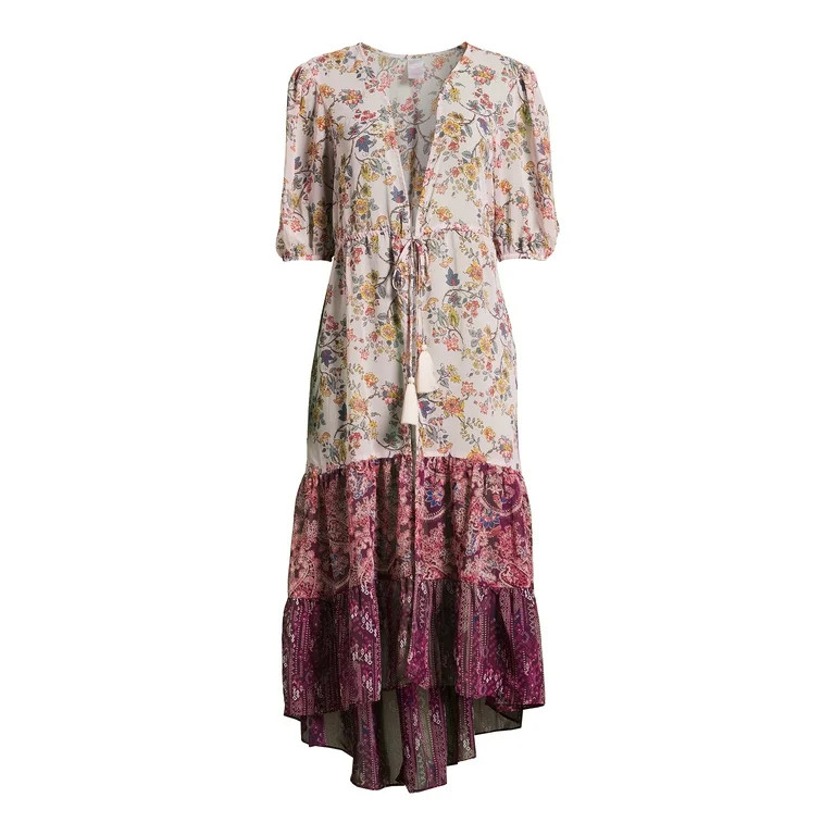 No Boundaries Women's Tiered Tie Front Layering Piece, Sizes S/M-2XL/3XL | Walmart (US)