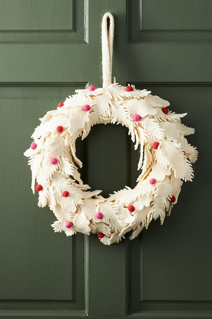 Berry Leaf Wool Wreath | Anthropologie (US)