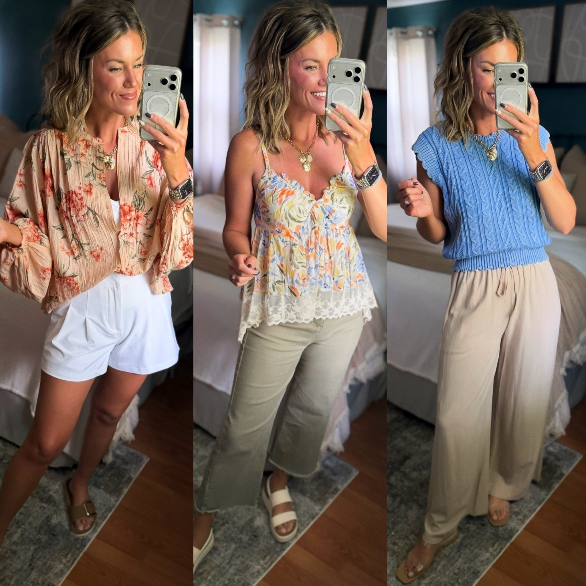 Darling new tops from Walmart. 
Wearing size small in all tops. 
Shorts/ small (run big)
Jeans/ 6
Pants/ medium

#LTKOver40 #LTKSeasonal #LTKmomlife