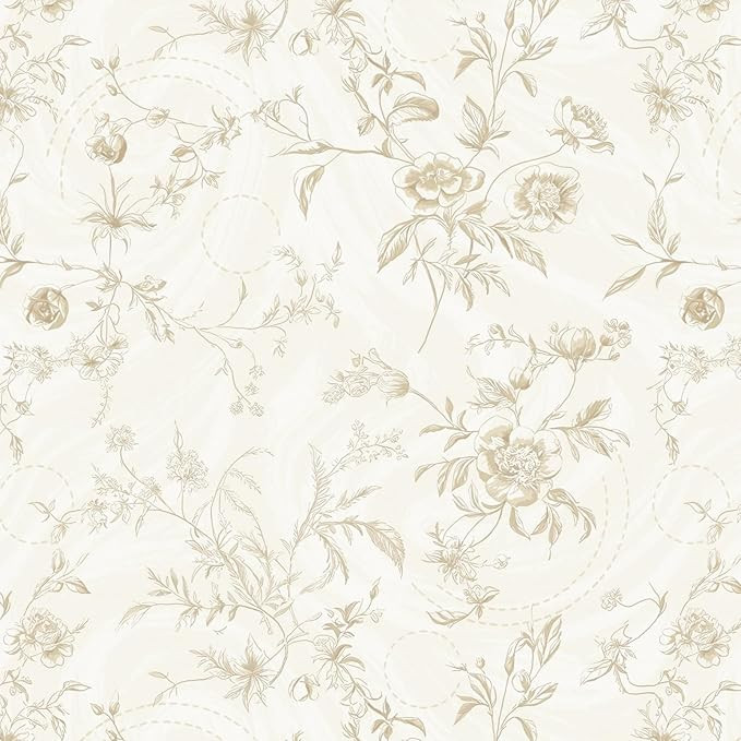 Ismoon Peel and Stick Wallpaper Floral Vintage Stick on Wall Paper Beige French Textured Contact ... | Amazon (US)