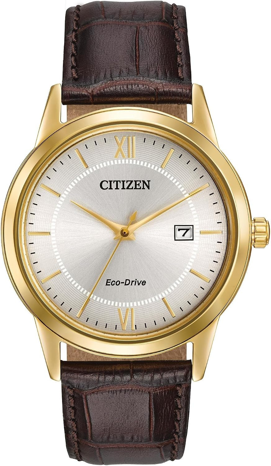 Citizen Eco-Drive Corso Quartz Men's Watch, Stainless Steel with Leather strap, Classic, Brown (Model: AW1232-04A) | Amazon (US)