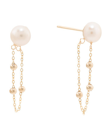 Made In Usa 14kt Gold Freshwater Pearl Earrings | TJ Maxx
