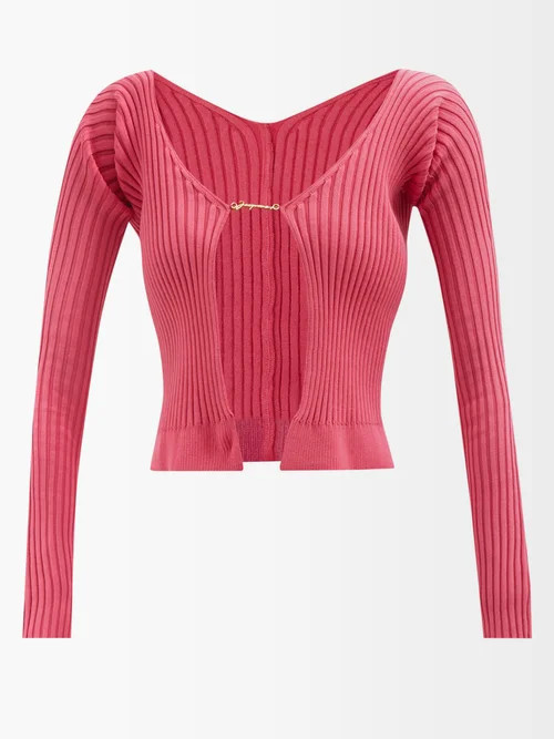 Jacquemus - Maille Logo-clasp Ribbed Cardigan - Womens - Pink | Matches (US)