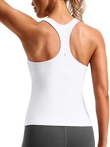 Soothfeel Womens Workout Tank Tops with Built in Bra Racerback Athletic Yoga Top High Neck Sports... | Amazon (US)