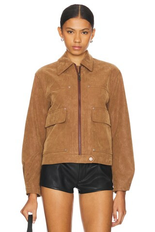 Free People x We The Free Blair Faux Suede Jacket in Caramel Cafe from Revolve.com | Revolve Clothing (Global)
