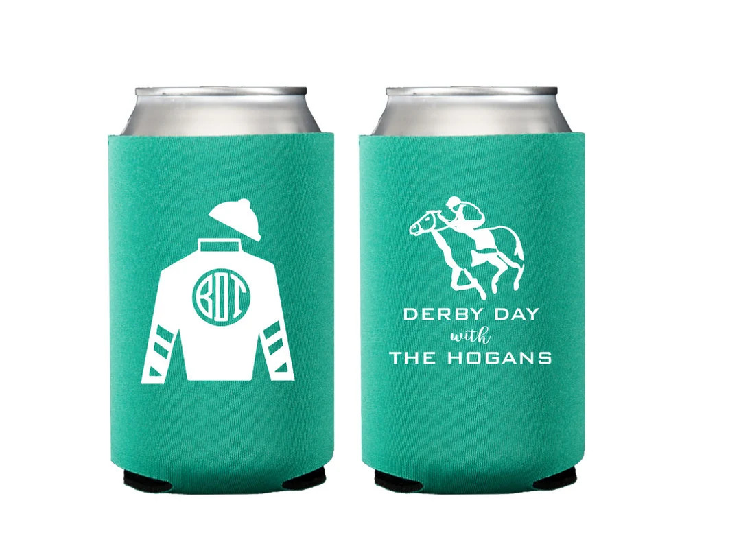Kentucky derby can coolers, Derby day favors, Talk derby to me, Jockey can coolers, Personalized ... | Etsy (US)