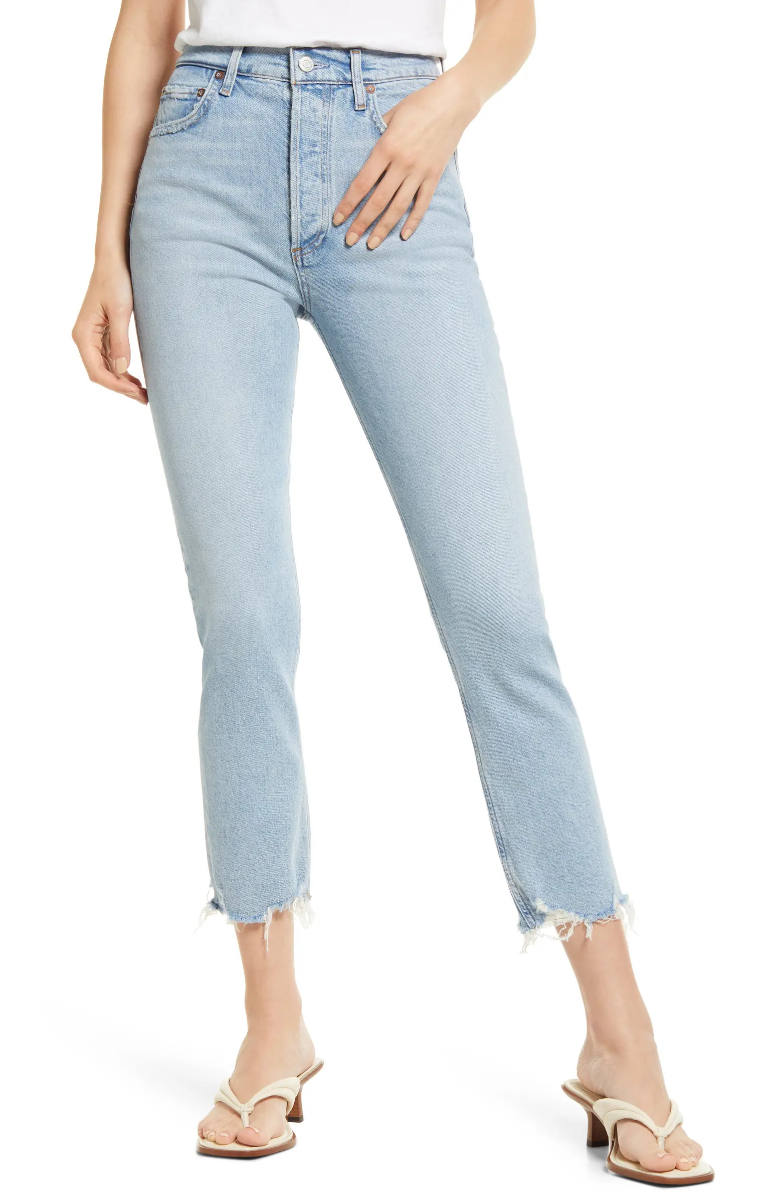Riley High Waist Chewed Hem Jeans | Nordstrom