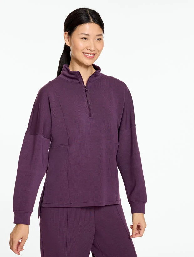 AirKnit Stretch Ribbed Half-Zip Pullover | Talbots