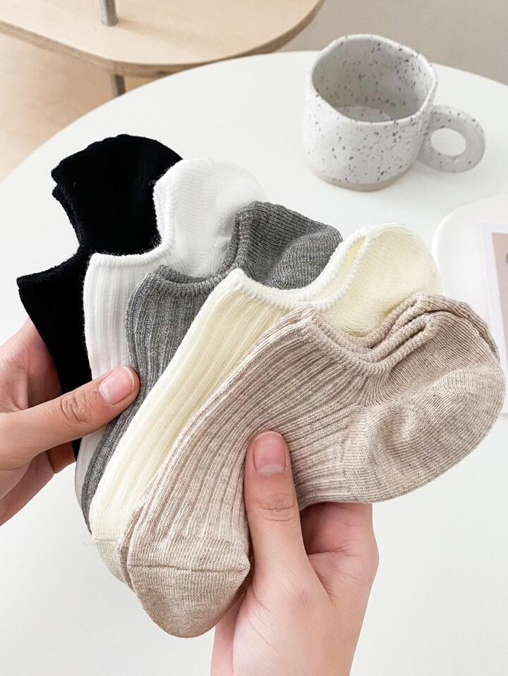5pairs Women Solid Color Fashionable Invisible Socks For Daily Life | SHEIN