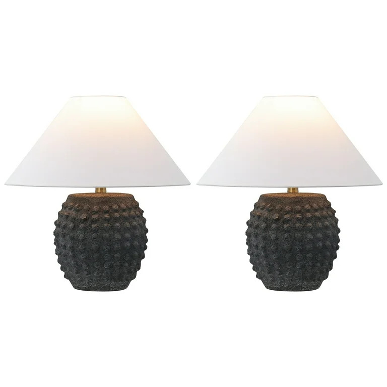 JONATHAN Y Effie 18.25" Minimalist Scandinavian Ceramic/Iron Hobnail LED Table Lamp, Matte Black ... | Walmart (US)