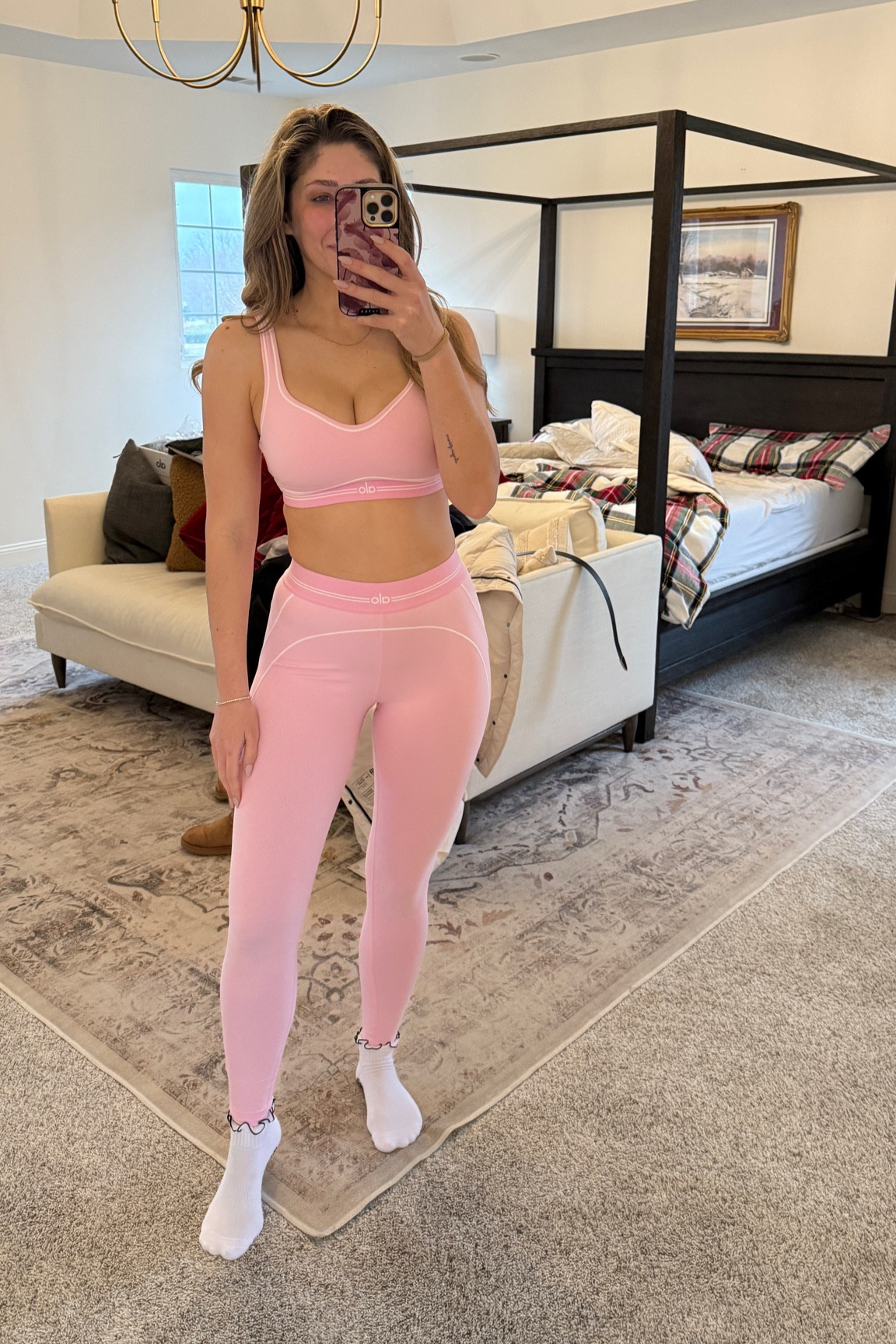 My favorite Alo workout set just got here in pink! Pink currently sold out but it’s available in other colors (black and white, neuteal) and I linked those. Matching workout set, Pilates socks, Pilates set 

#LTKFitness #LTKActive #LTKStyleTip