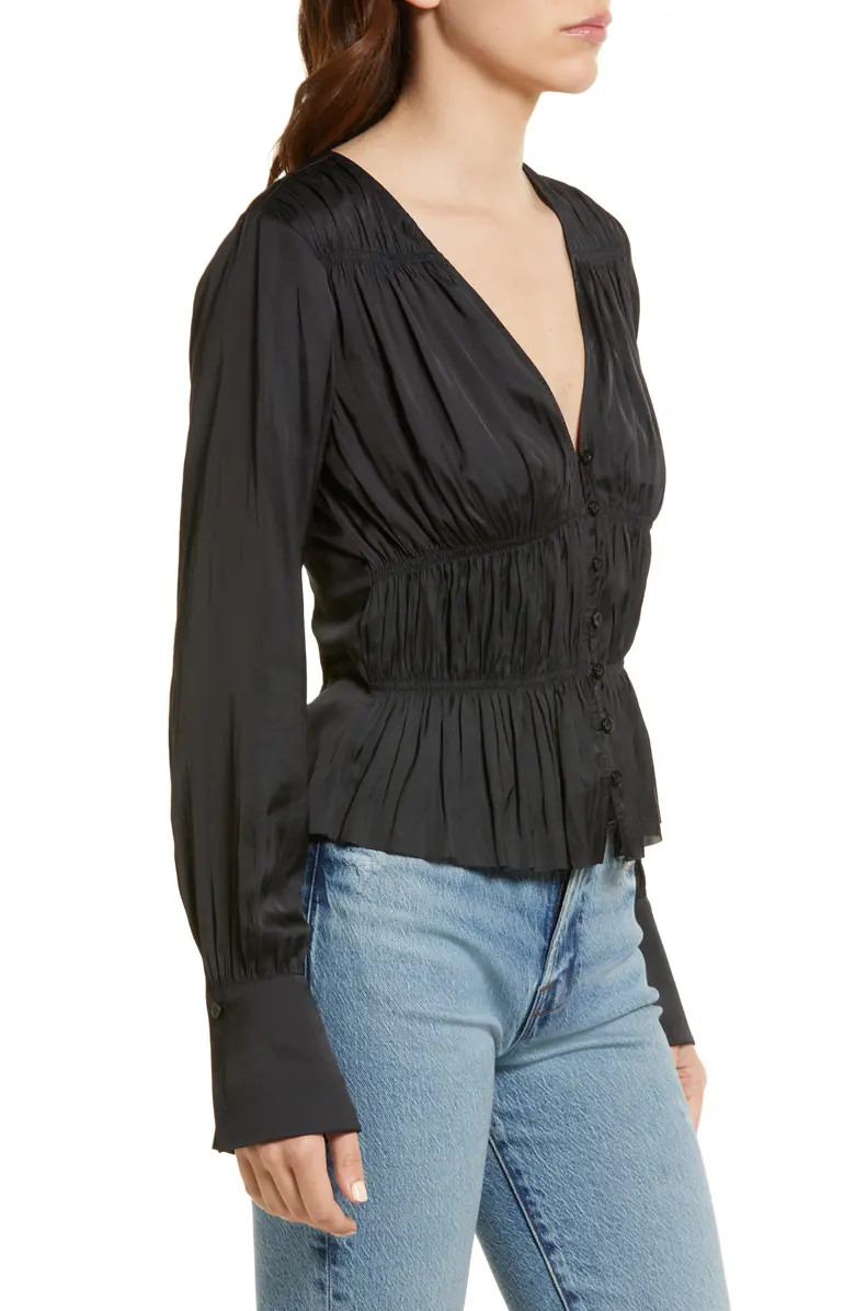 FRAME Shirred V-Neck Blouse | Nordstrom | Nordstrom Canada