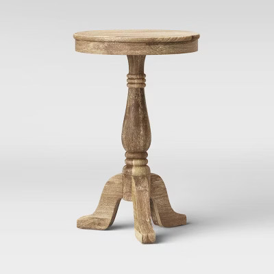 Edisto Turned Wood Pedestal Accent Table Brown - Threshold™ | Target