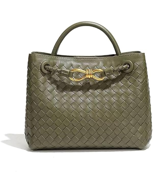 Woven Tote Bag for Women Leather Shoulder Handbag Designer Top Handle Purses | Amazon (US)