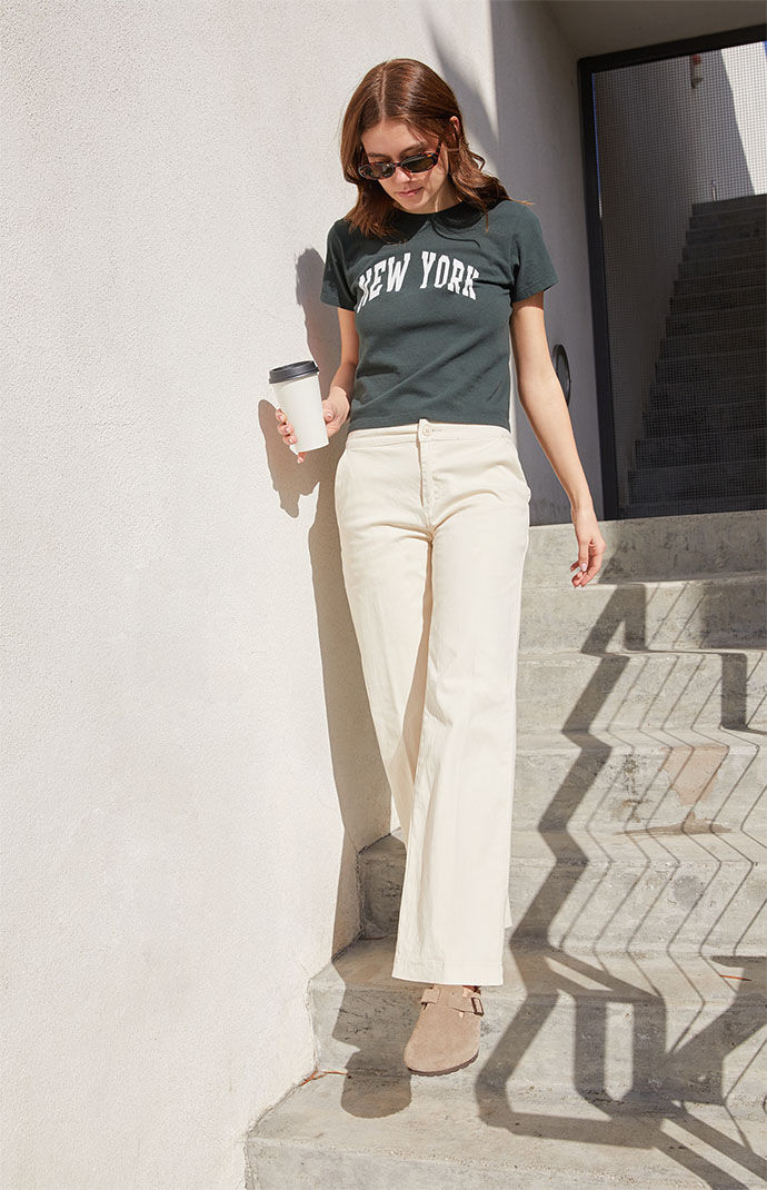 John Galt Womens Off White Trouser Pants size Small | PacSun