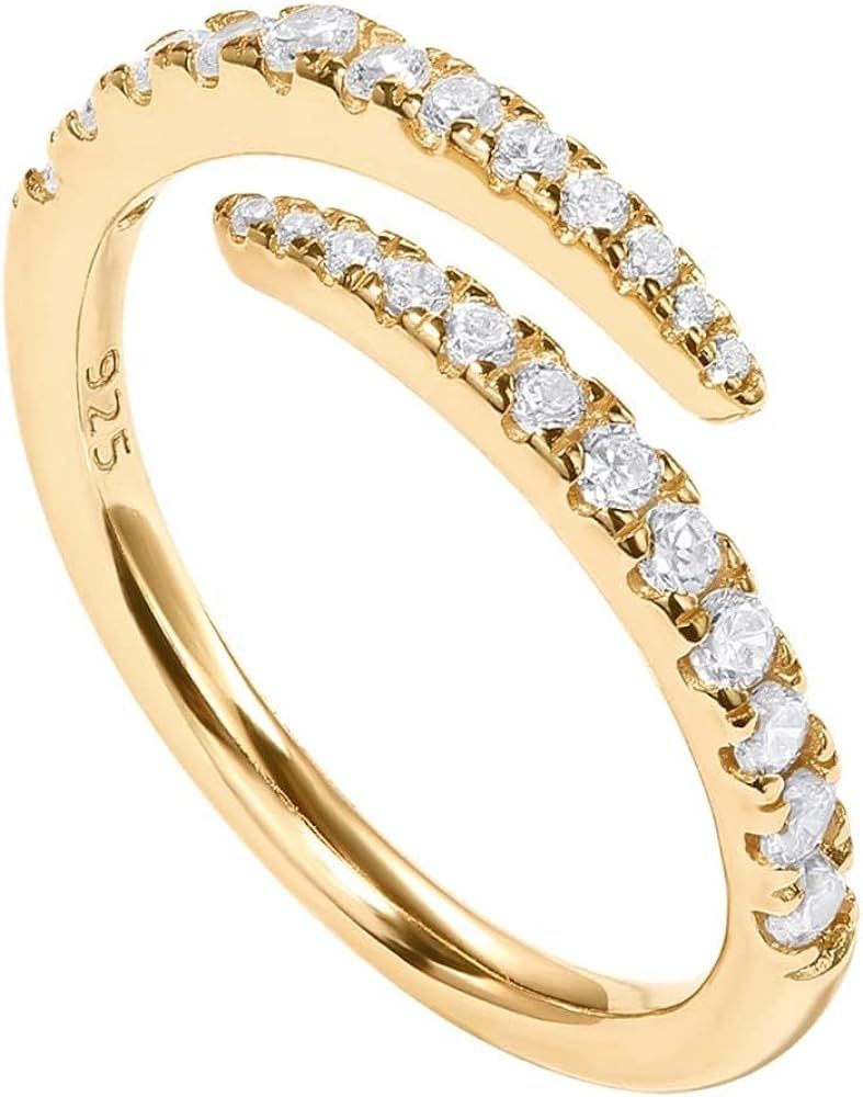 PAVOI 14K Gold Plated Cubic Zirconia Open Twist Eternity Band for Women | Amazon (US)