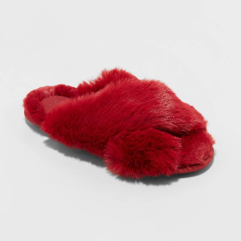 Women's Paris Crossband Fur Slide Slippers - Stars Above™ | Target