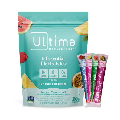 Ultima Replenisher Daily Hydration Electrolyte Stick Packs - Tropical Variety Pack: Powdered Drink Mix with 4 Flavors, 20ct | Target
