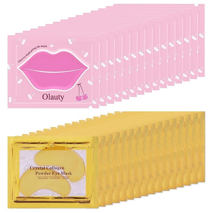 30 Pairs Lip Mask & Eye Mask, Gold Crystal Gel Collagen Eye Patches for Puffy Eyes, Chapstick Bul... | Amazon (US)