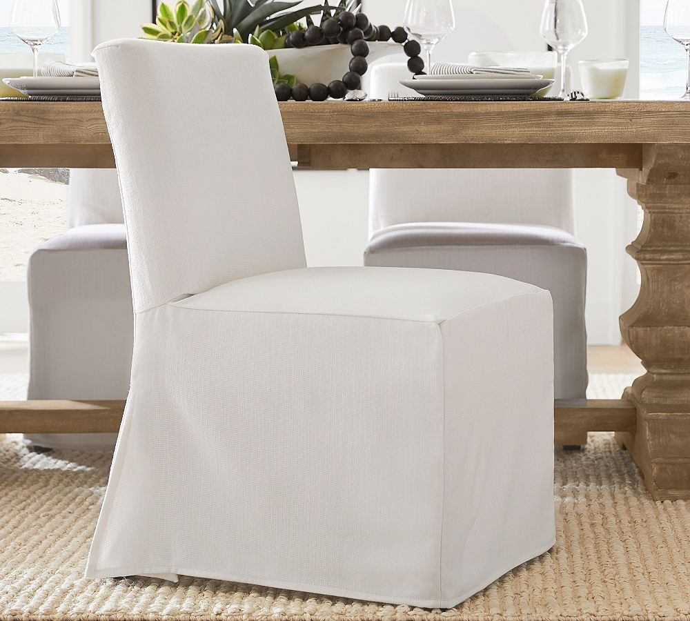 Classic Long Dining Side Chair Replacement Slipcovers | Pottery Barn CA