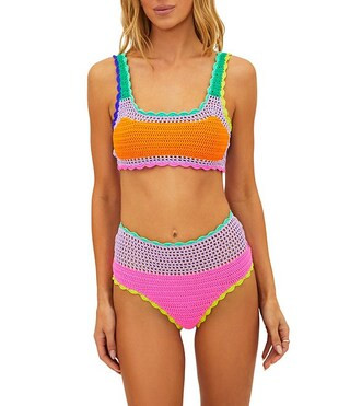 Beach Riot Andy Crochet Colorblock Scoop Swim Top & High Waisted Swim Bottom | Dillard's | Dillard's
