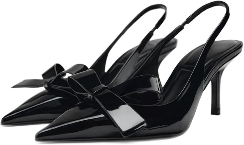 Kluolandi Bow Knot Slingback Kitten Heels for Women Closed Pointed Toe Pumps Dress Shoes Stiletto... | Amazon (US)