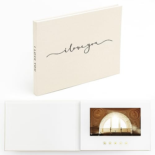 The Motion Books (I LOVE YOU) | Luxury Linen Bound Video Book | Video Album | Up to 3 hours of video, 7” IPS Display, 4GB of memory & Rechargeable Battery | Amazon (US)