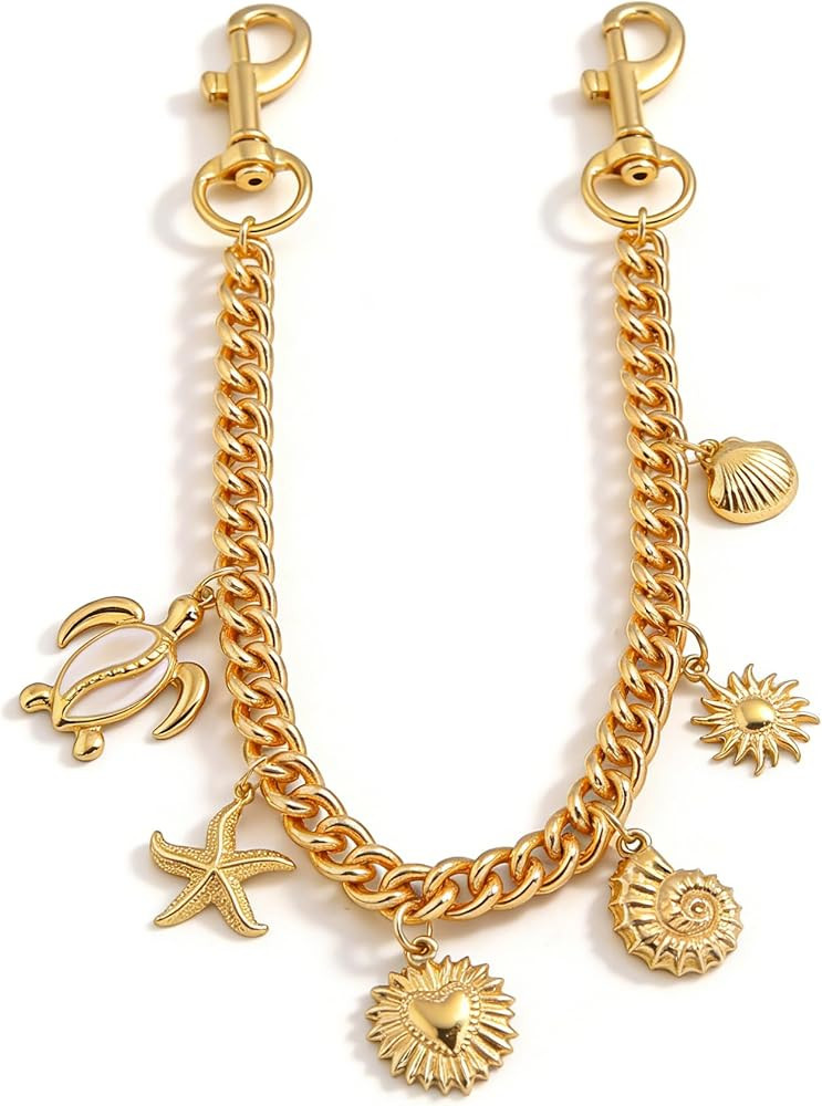Bag Purse Charm for Handbag - Gold Starfish Shell Turtle Alloy Pendant Keychain - Bag Extension C... | Amazon (US)