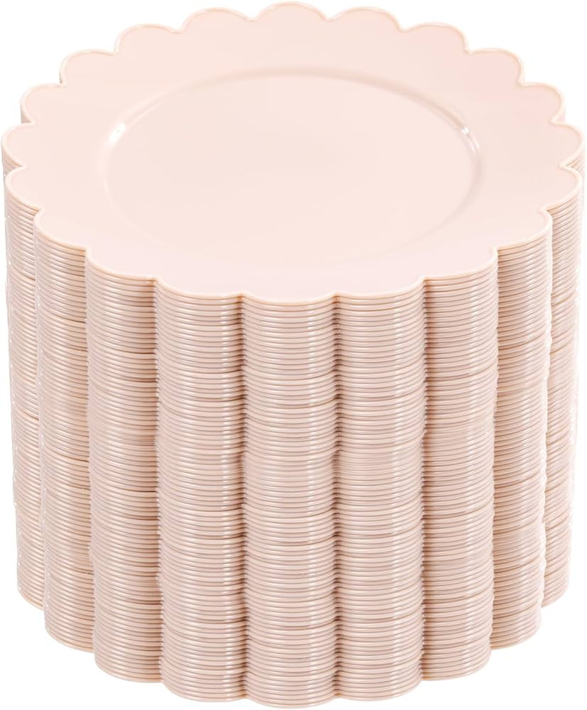 SUT 72Pcs Pink Plastic Plates - Disposable Party Plates, Pink Disposable Plates, Scalloped Plates... | Amazon (US)