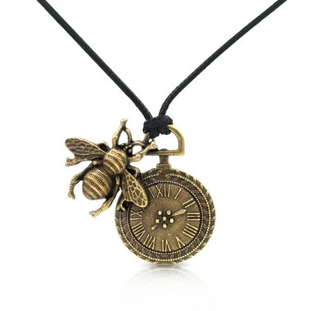Besheek Bronzetone Antiqued Steampunk Pocket Watch Bee Necklace Pendant | Walmart (US)