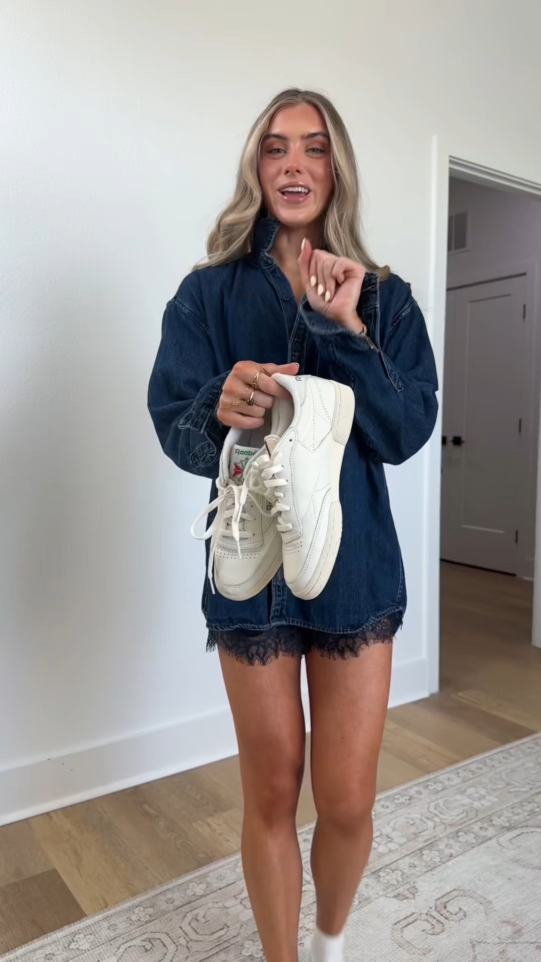 My outfit is my favorite vesqiue satin lace trim shorts size XS with my @abercrombie denim button down top it’s actually size medium for an oversized fit. My shoes are my go to @DSW Reebok sneakers size 8. 

the sneakers to add to your closet for spring and summer are these @reebok club c vintage 85 sneaker available at @dsw. 😚 my favorite part about these sneakers is the creamy off white color which makes it perfect with all outfits. The go to vacation shoe because this can be the travel outfit sneaker, worn with dresses to make an outfit more casual, or even styled for a daytime outfit. I got my true to size 8! They are crafted with 100% real garment leather. Also, the more you wear, the more beautiful they become through leather wear, creases and details. 

#reebokpartner #whitesneaker #sneakers #everydaysneakers #summershoes #reebok #reeboksneakers #reebokshoes #reebokclubc #springshoes #springsneakers #summersneakers #shoesforwomen #sneakertok #sneakersforsummer 


#LTKootd #LTKSeasonal #LTKgrwm