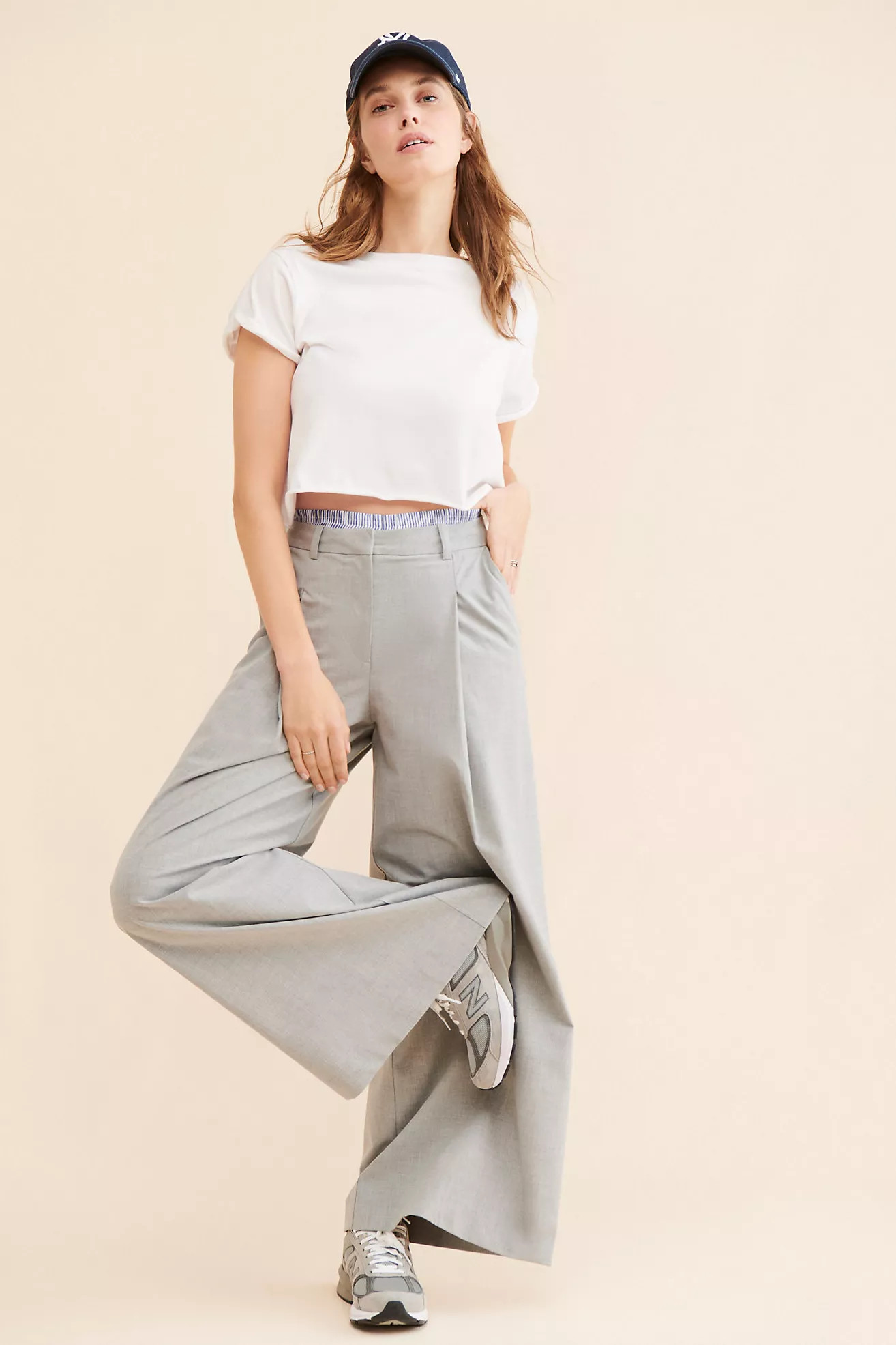 Maeve Boxer Detail Pleat-Front Trousers | Anthropologie (US)