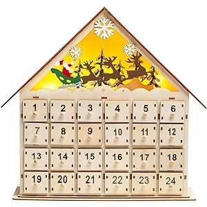 Joiedomi Christmas LED Wooden Advent Calendar with 24 Drawers 24 Days Countdown Lighted DIY Adven... | Amazon (US)