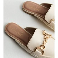 Off White Leather-Look Chain Trim Mule Loafers New Look | New Look (UK)